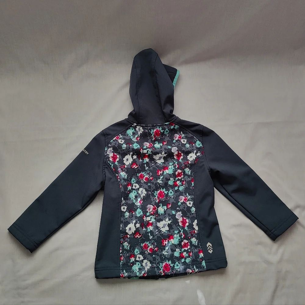 Free Country Girl's Softshell Wind & Water Resistant - Gray Floral - Size 5/6 - Picture 4 of 13
